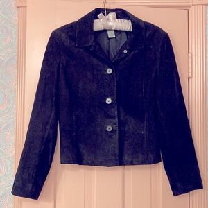Alfani Genuine Leather Suede Jacket, Black, size Petite Small